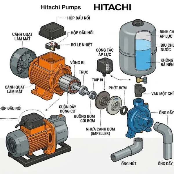 Bơm nước Hitachi là gì? Hướng dẫn chọn đúng kỹ thuật