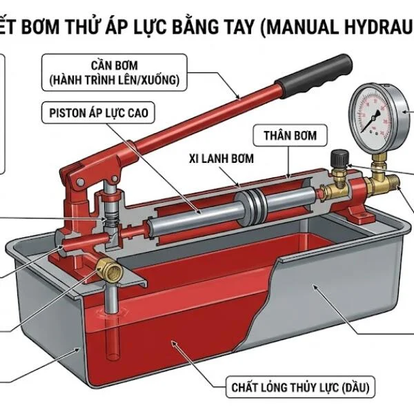 Bơm thử áp lực là gì? Nguyên lý, ứng dụng và cách chọn