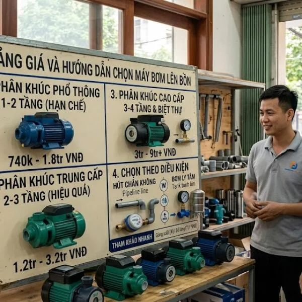 Giá máy bơm nước lên bồn bao nhiêu? Cập nhật mới nhất và cách chọn