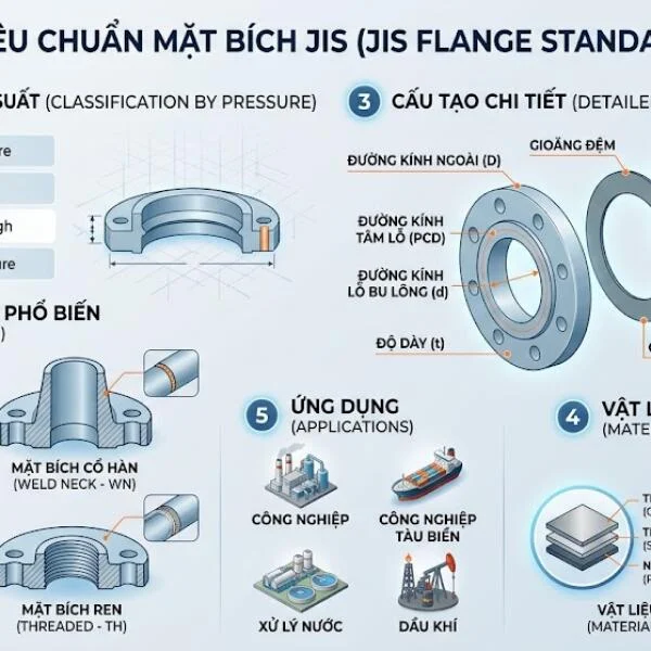 Tiêu chuẩn bích JIS là gì? Bảng thông số và cách chọn