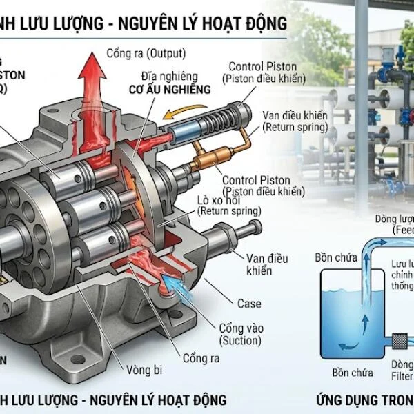 Bơm piston tự chỉnh lưu lượng và nguyên lý hoạt động chính xác