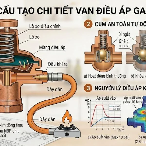 Cấu tạo van gas chi tiết và nguyên lý hoạt động trong thực tế