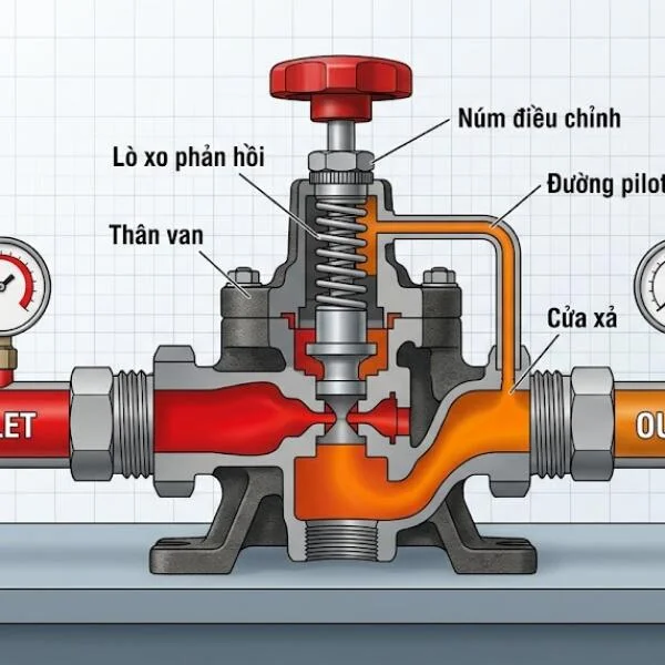Van giảm áp thủy lực chính hãng, ổn định áp suất tự động