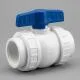White plastic ball valve with blue handle chính hãng cho hệ thống nước và hóa chất