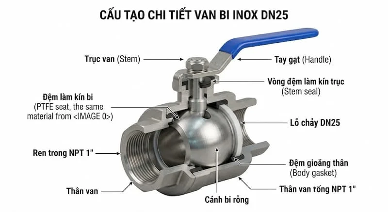 Cấu tạo của van bi