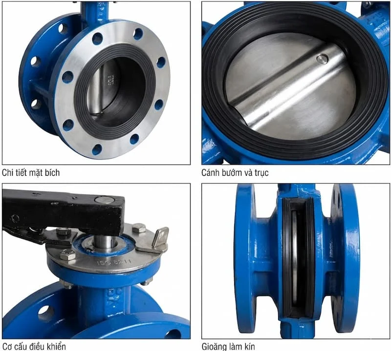 Cấu tạo của van bướm mặt bích