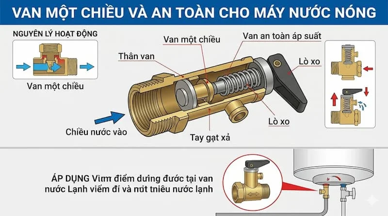Cấu tạo của van một chiều nước nóng