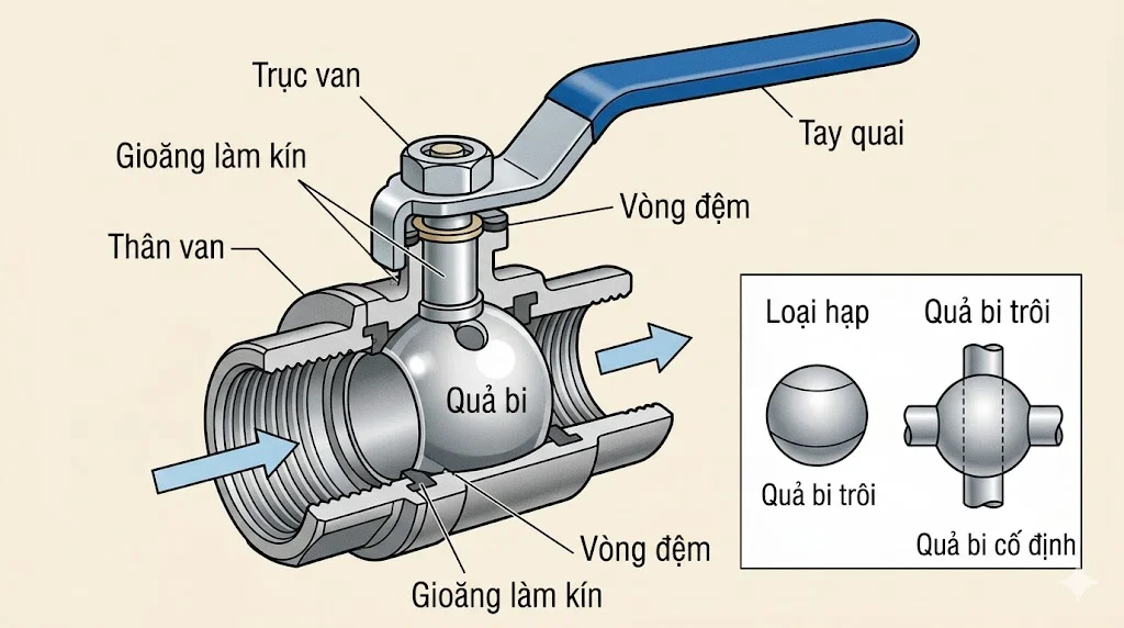 Cấu tạo và nguyên lý hoạt động của ball van 4 inch