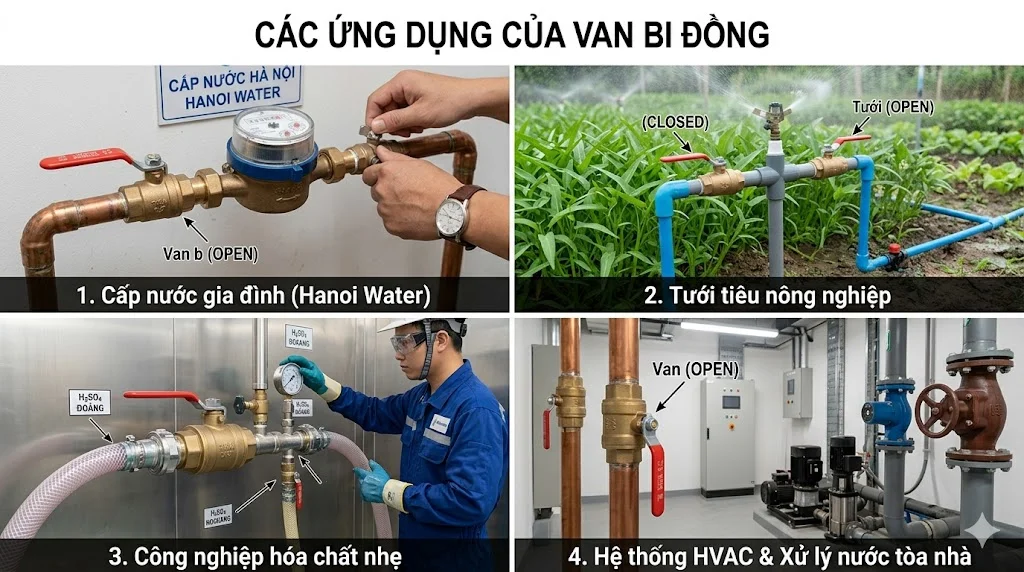 Ứng dụng thực tế của ball valve