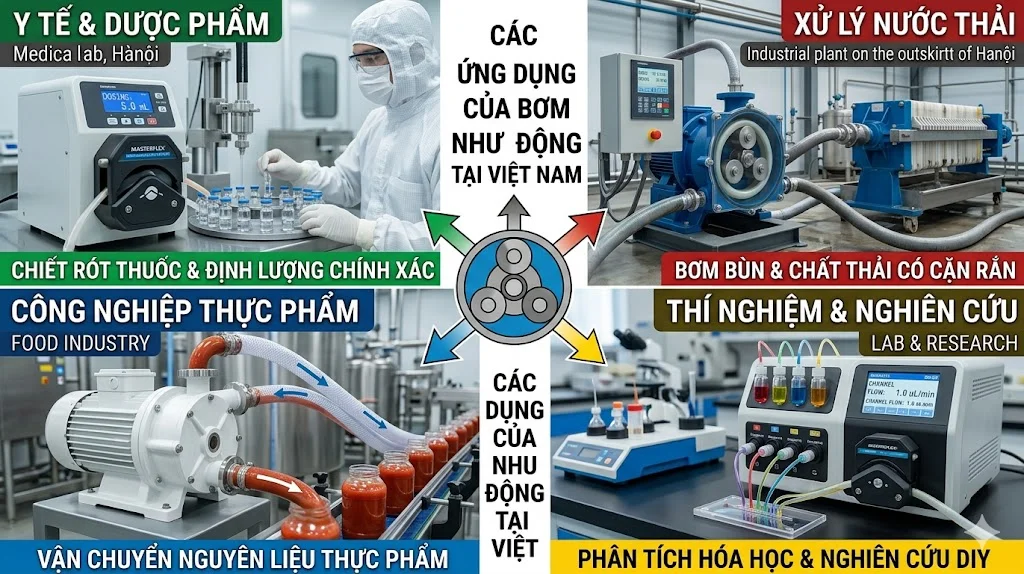 Các thông số kỹ thuật quan trọng khi bơm nhu động
