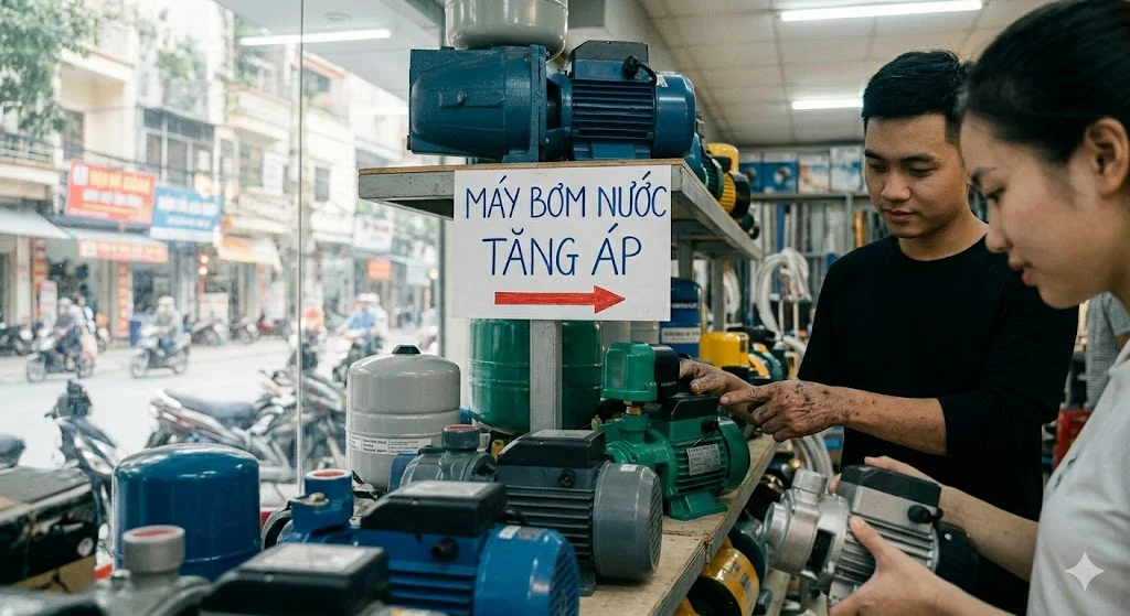 Các loại máy bơm nước tăng áp đang bán trên thị trường