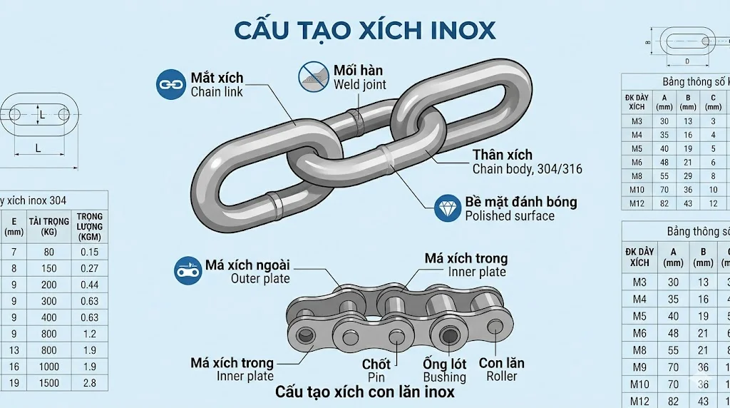 Cách chọn xích inox theo giá và nhu cầu