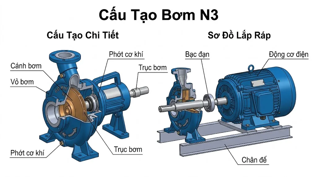 Cấu tạo và nguyên lý hoạt động của bơm cơ khí N3