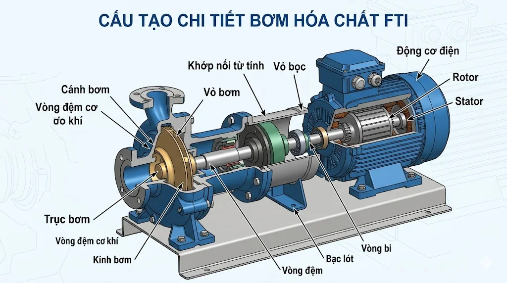 Cấu tạo và nguyên lý hoạt động của bơm hóa chất 