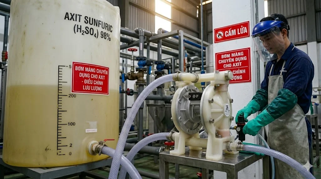 Cách chọn bơm màng axit đúng kỹ thuật