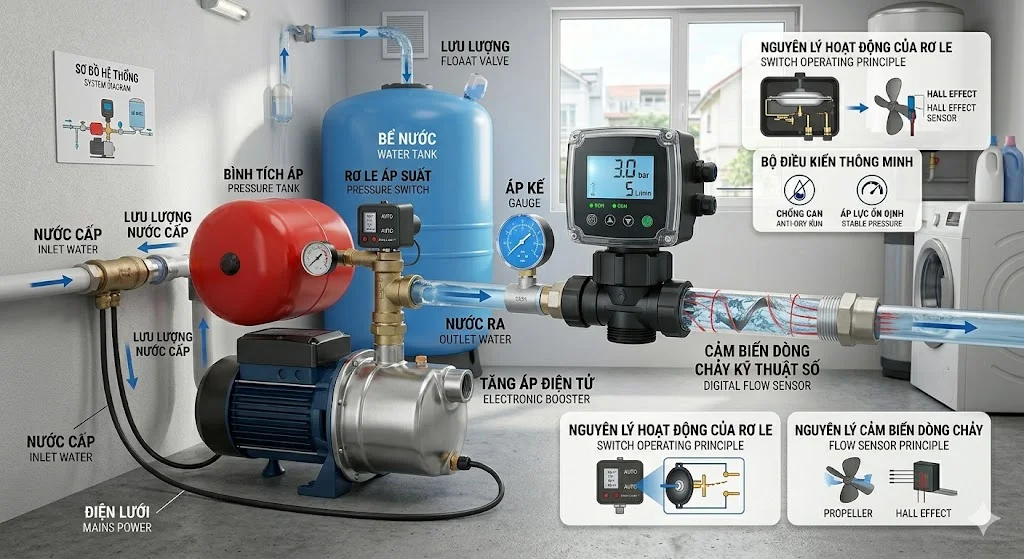 Cách chọn cảm biến máy bơm áp đúng kỹ thuật