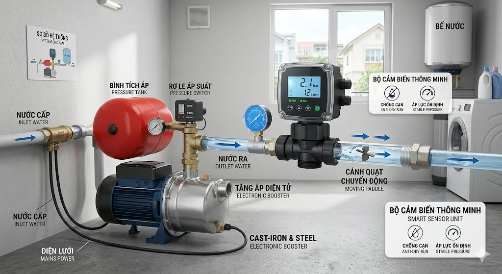 Khái niệm cảm biến máy bơm áp