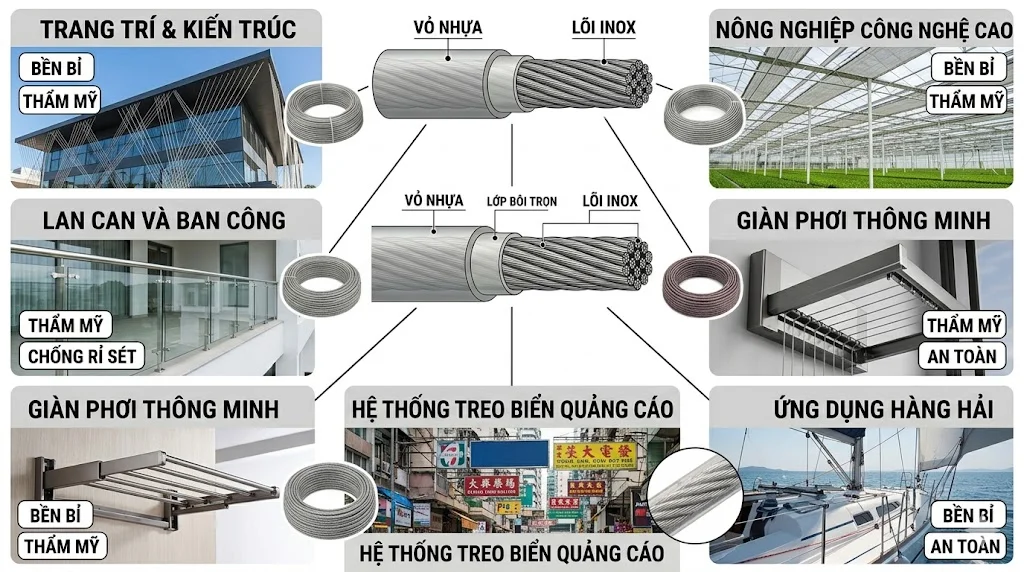 Ứng dụng của cáp bọc nhựa