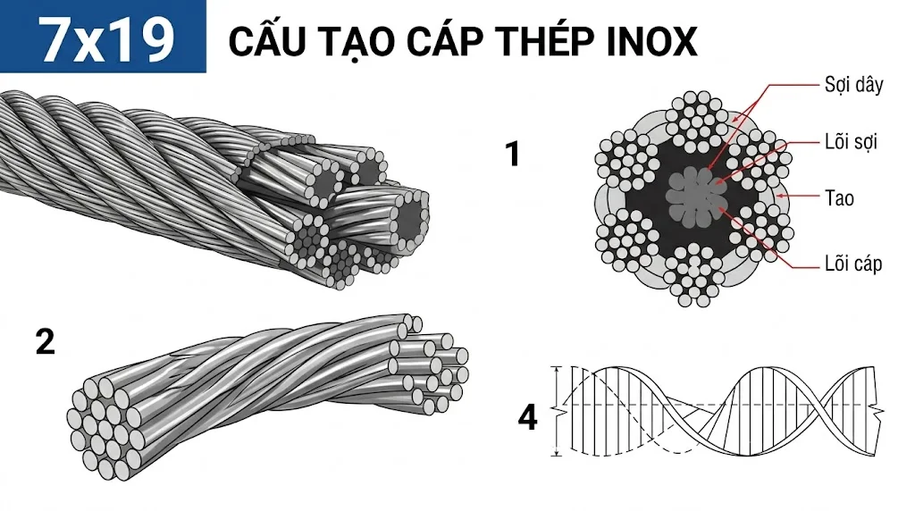 Phân loại cáp inox phổ biến