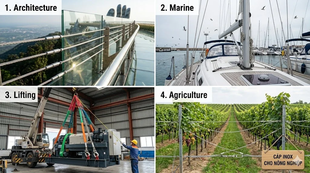 Ứng dụng của cáp thép 