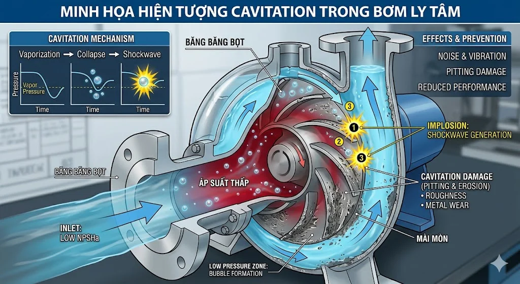 Cách khắc phục cavitation pump hiệu quả