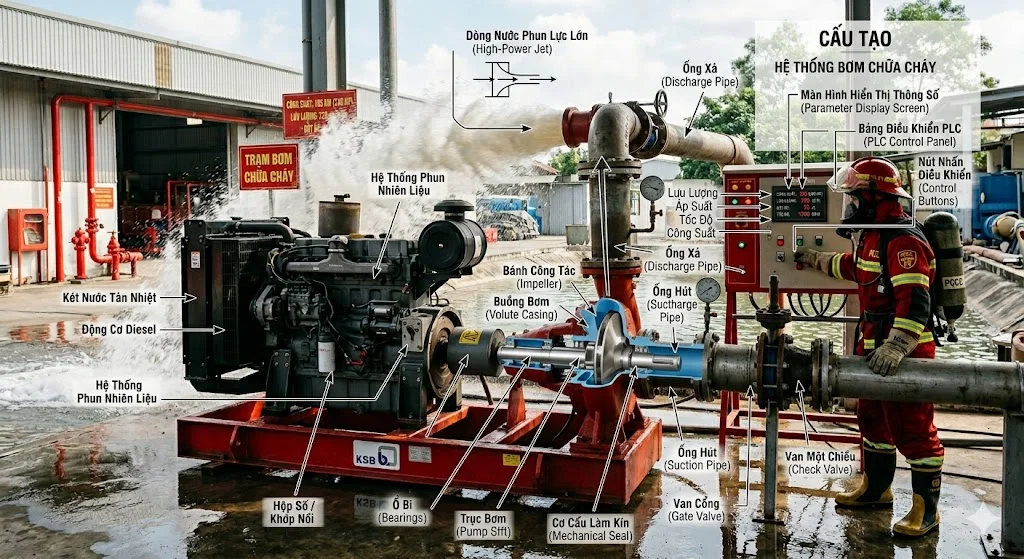 Cấu tạo hệ thống bơm chữa cháy