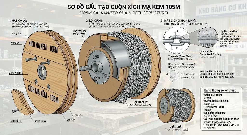 Cách chọn cuộn xích mạ 105 m đúng kỹ thuật