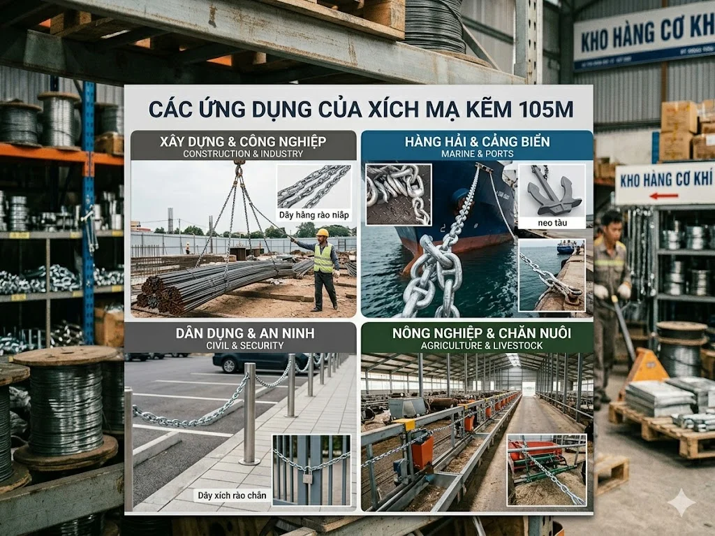 Ứng dụng của cuộn xích mạ 105 m