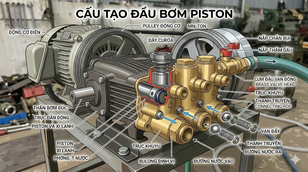 Cấu tạo của đầu bơm cao áp
