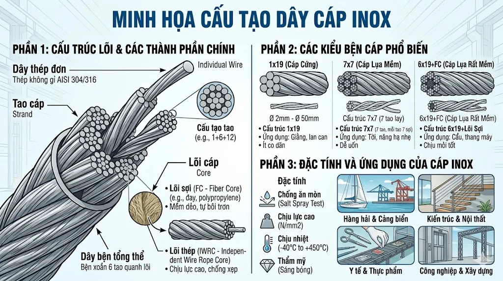 Ứng dụng của dây cáp inox