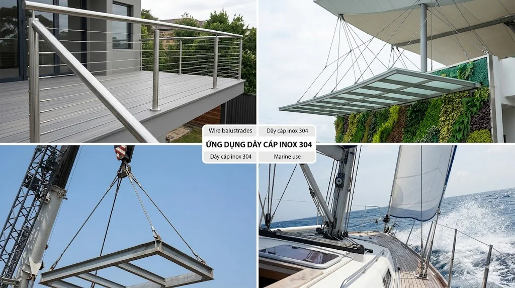 Ứng dụng của dây cáp 304