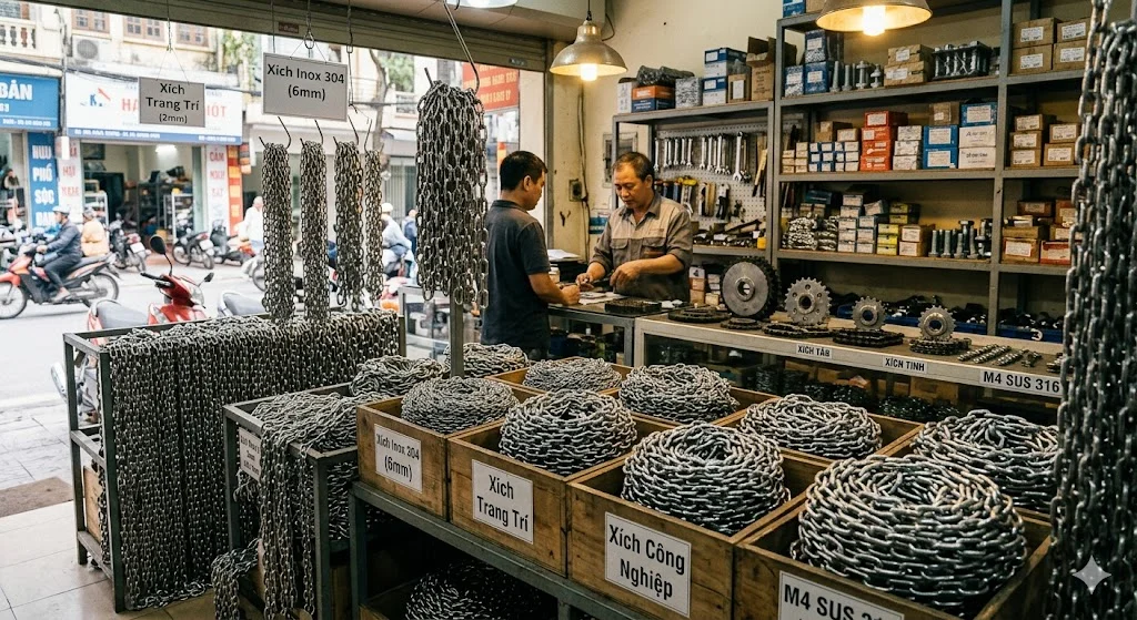 Địa chỉ bán xích inox tại Hà Nội phổ biến