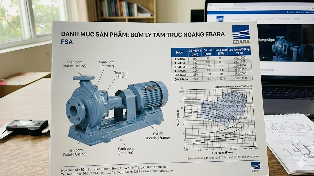 Khái niệm catalogue bơm Ebara FSA trong thực tế
