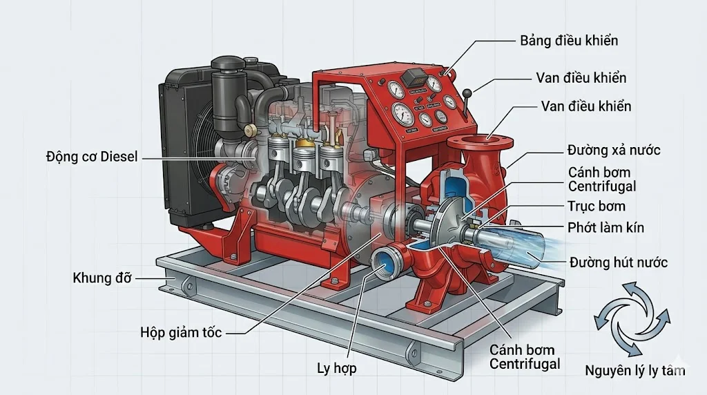 Cấu tạo và nguyên lý hoạt động của fire fighting pump