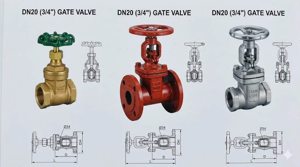 Khái niệm gate valve DN 20 trong thực tế