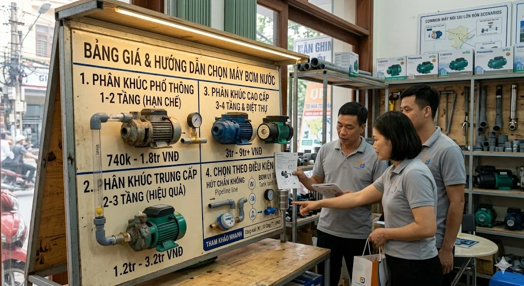 Cách chọn máy bơm nước lên bồn phù hợp