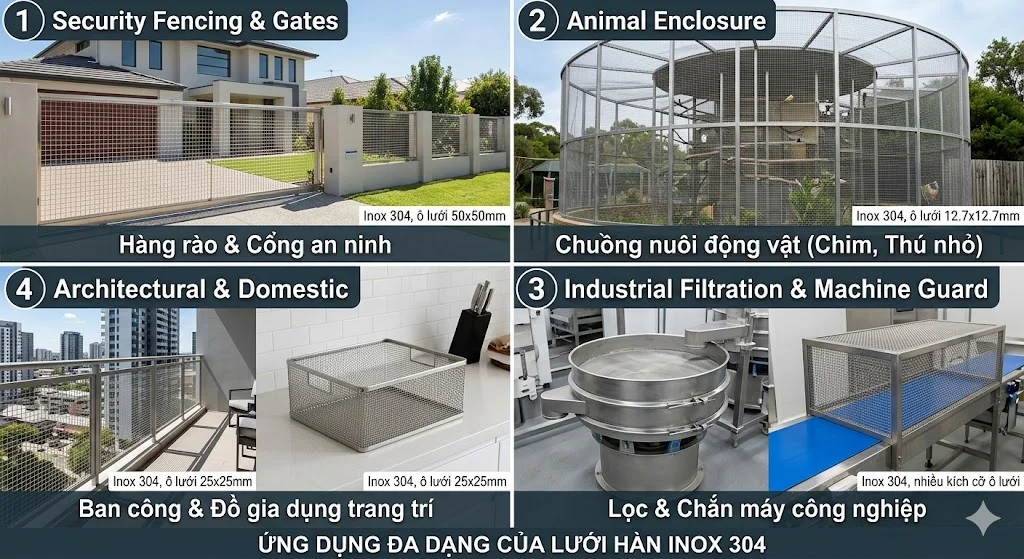 Ứng dụng thực tế của lưới hàn inox 