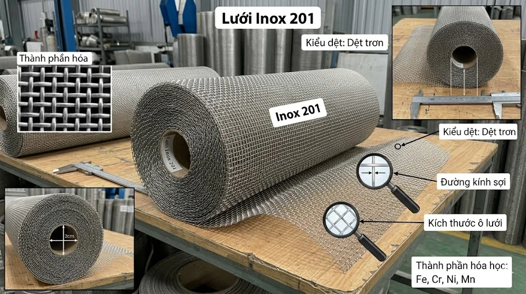 Phân loại lưới 201 phổ biến