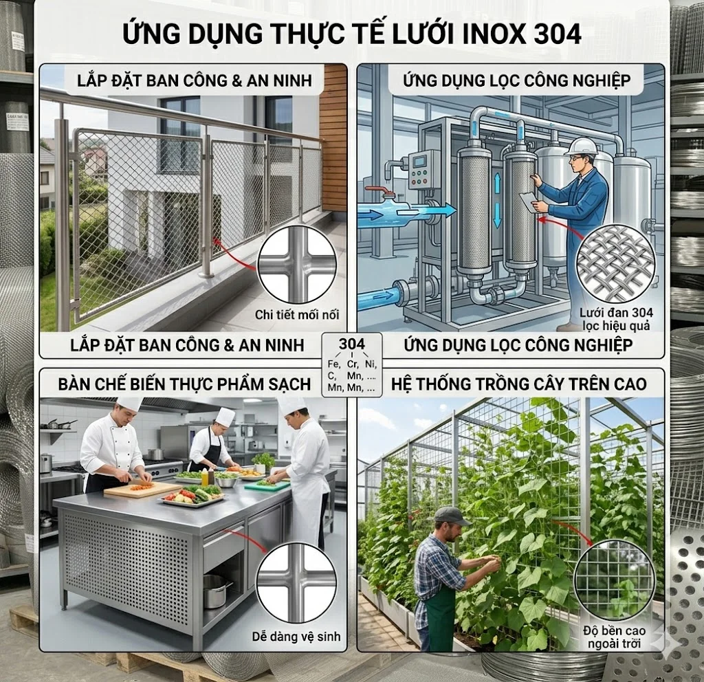 Ứng dụng thực tế của lưới inox