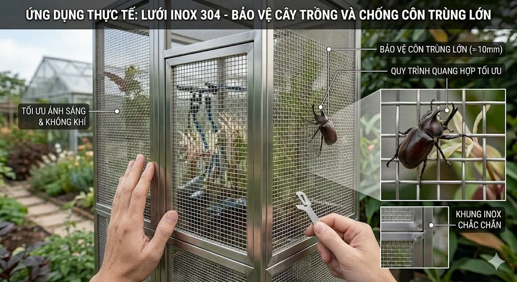Ứng dụng thực tế của lưới inox 304 dây 1.0 10x10