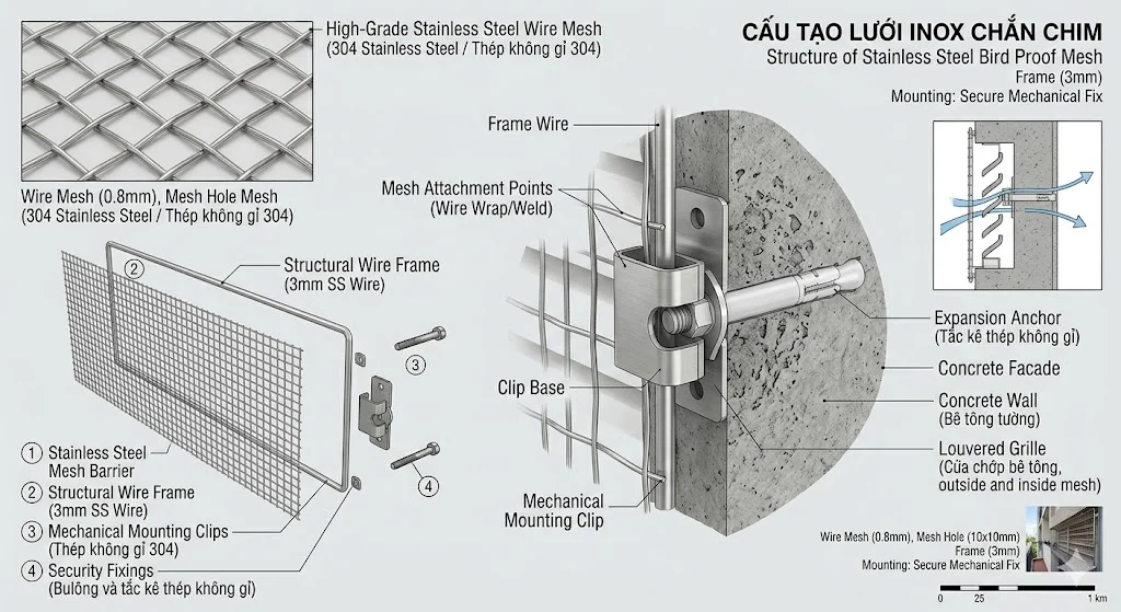 Đặc điểm nổi bật của lưới chắn chim