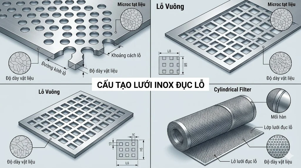 Đặc điểm nổi bật của lưới inox đục lỗ