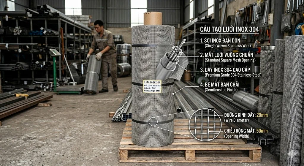 Phân loại lưới inox 1.2m phổ biến