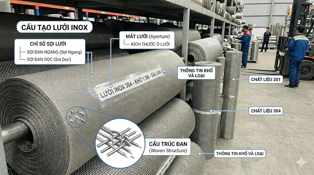 Phân loại lưới inox 1.5m phổ biến