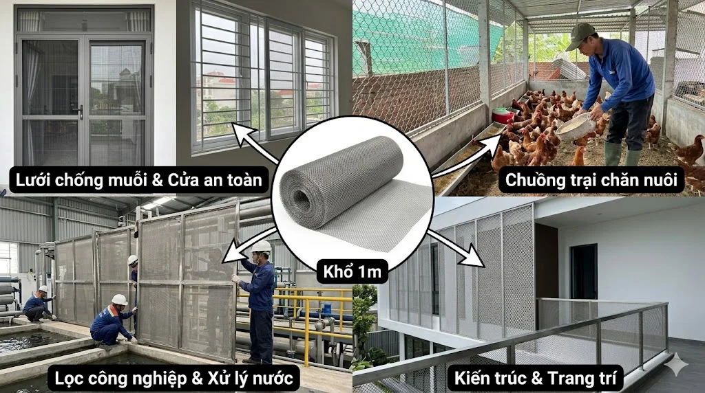 Ứng dụng thực tế của lưới inox 1m