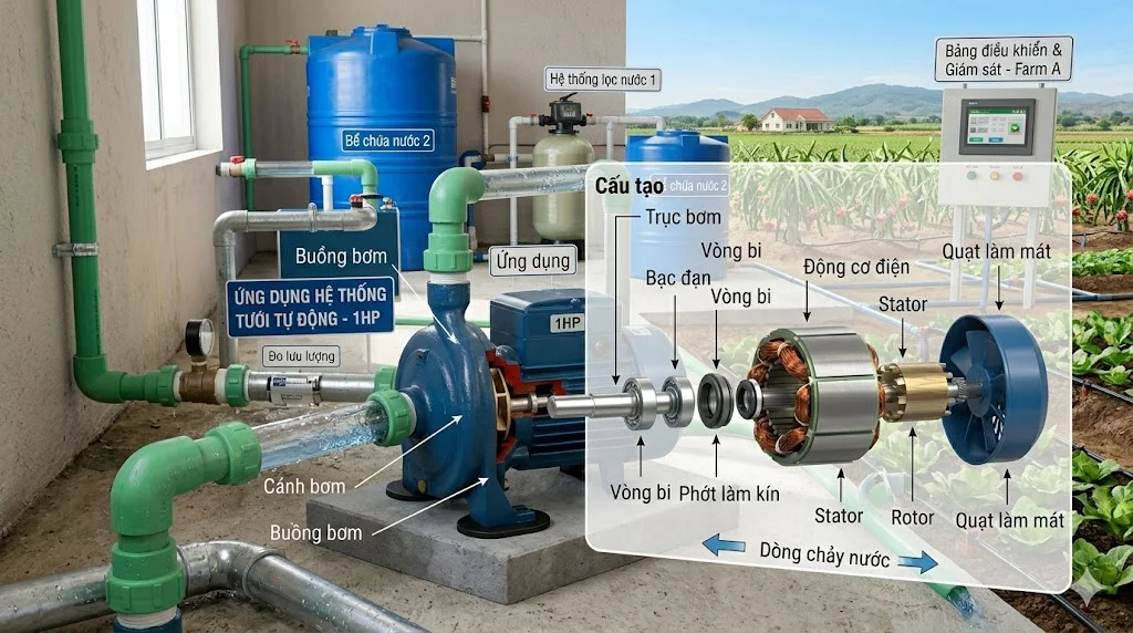 Ứng dụng của máy bơm 1 HP