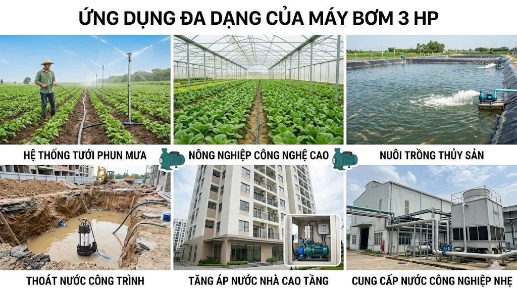 Ứng dụng của máy bơm 3HP trong thực tế
