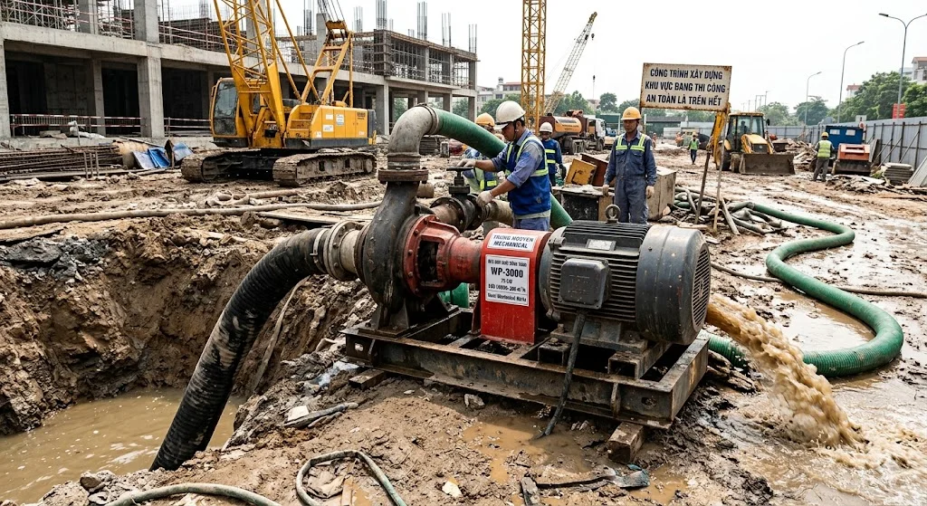 Khái niệm máy bơm nước công trình và đặc điểm nổi bật