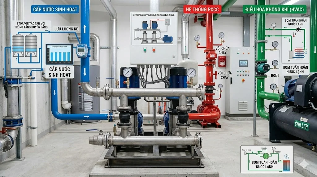 Phân loại máy bơm nước đôi phổ biến