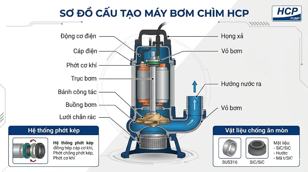 Cấu tạo của máy bơm nước HCP